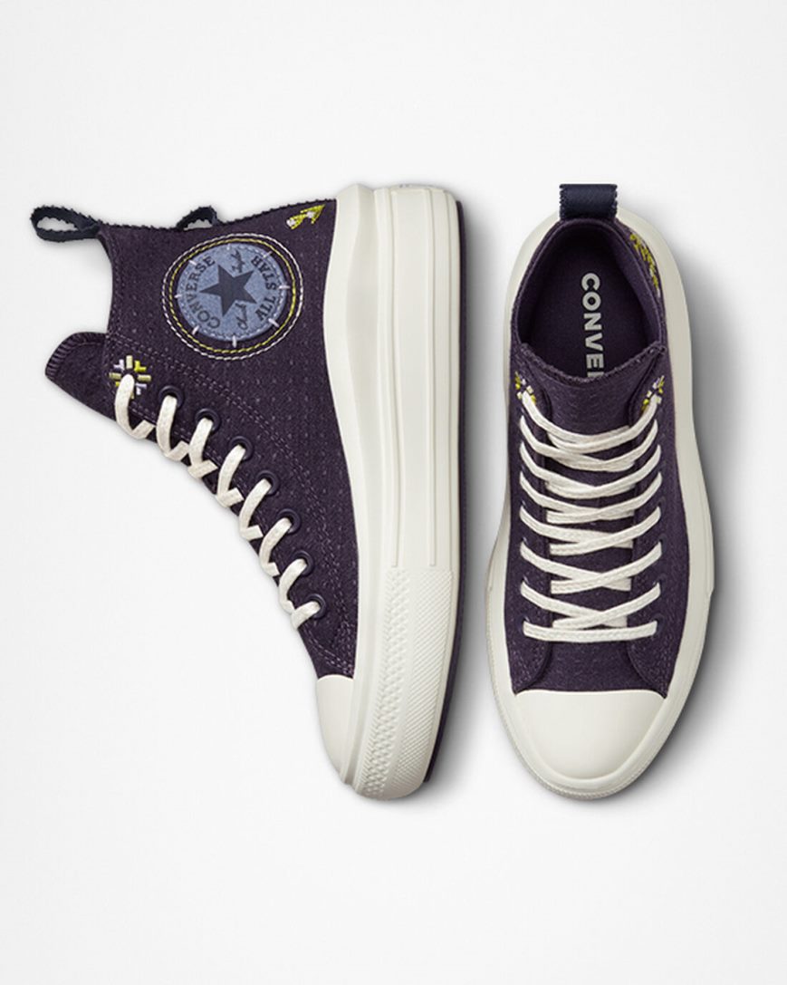 Dámské Boty Na Platformy Converse Chuck Taylor All Star Move Autumn Embroidery Vysoké Fialové | CZ 31JGH94